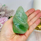 Green Fluorite Carved Flame 8cm 269g