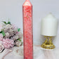 Rare Large Thulite Tower with Epidote Inclusions 20.5cm