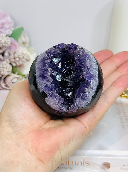 Large Druzy Amethyst Sphere on Stand 381g