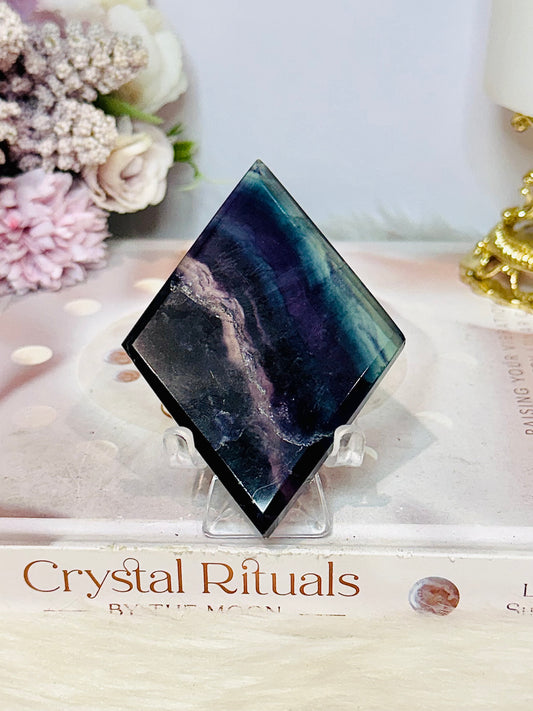 Rainbow Fluorite Diamond on Stand 9cm