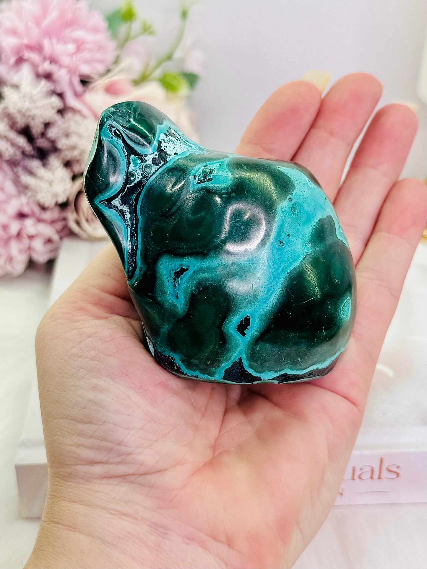 Helps Heal Heartache ~ Stunning Large Malachite |Chrysocolla Polished Natural Freeform 415grams