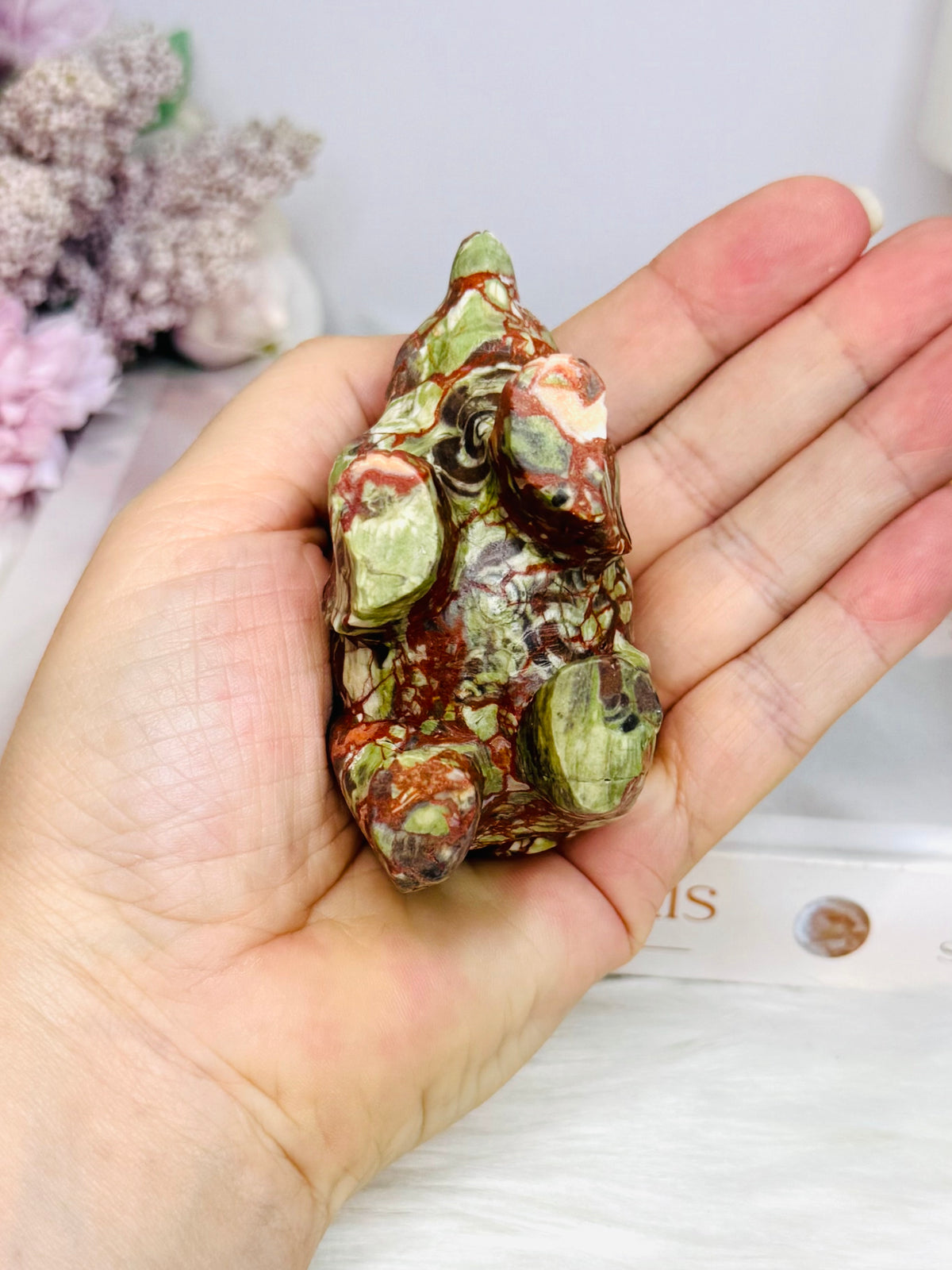 Money Agate Carved Bear 8cm