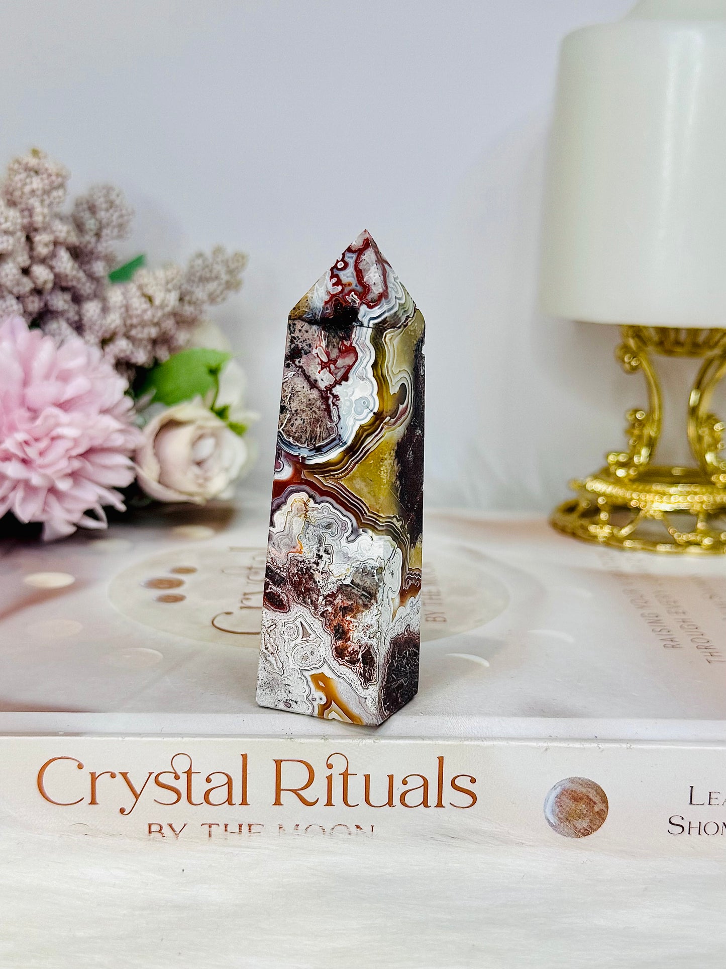 Mexican Lace Agate Tower 8.5cm