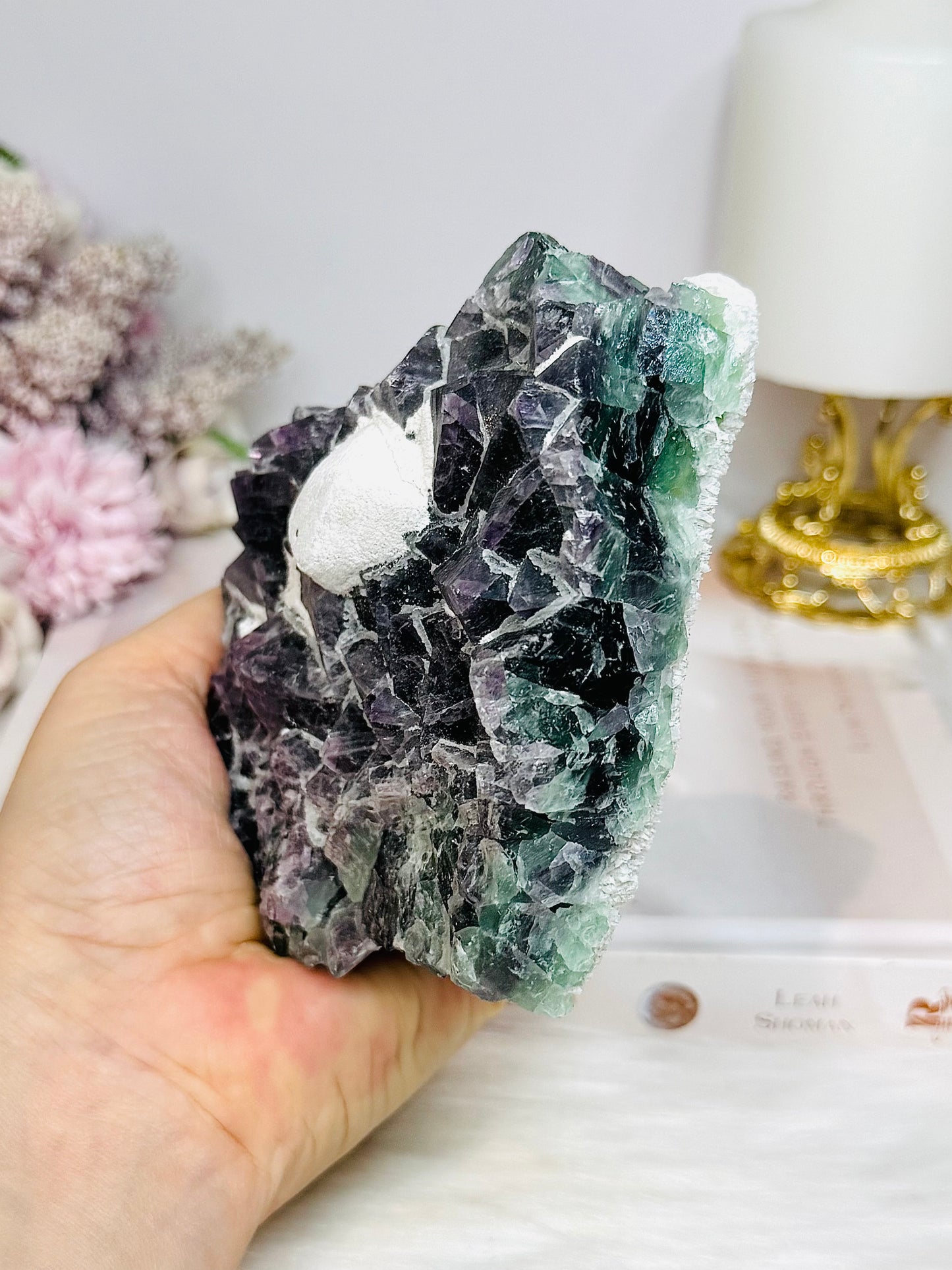 Fluorite Chunky Specimen with Matrix on Stand 711g