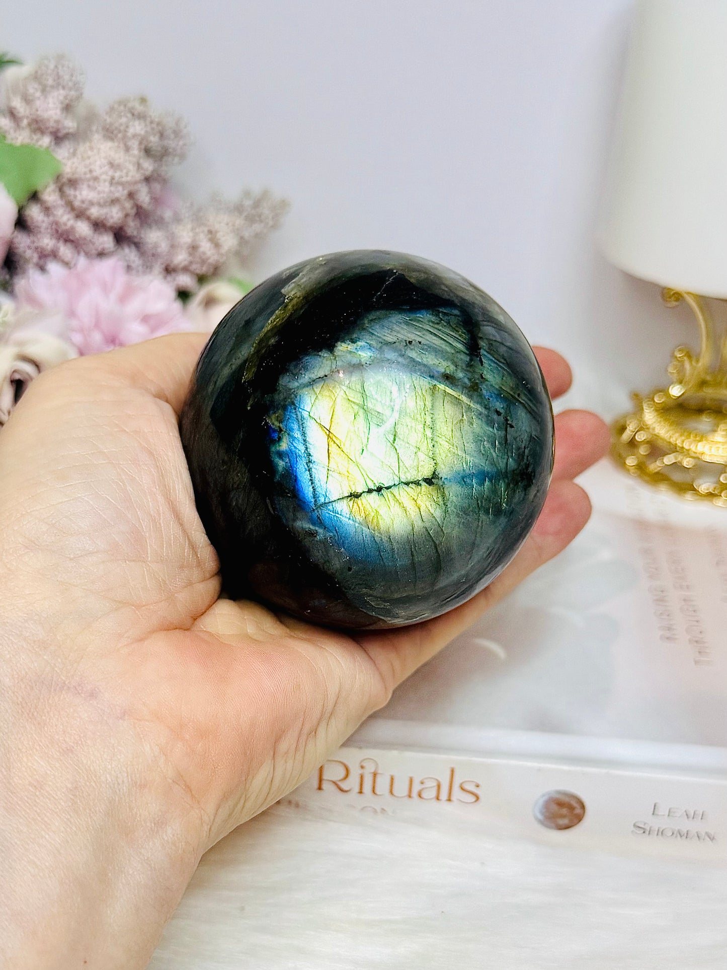 Large Labradorite Sphere on Stand 520g