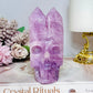 High Grade Kunzite Carved Indian Skull 11cm 242g