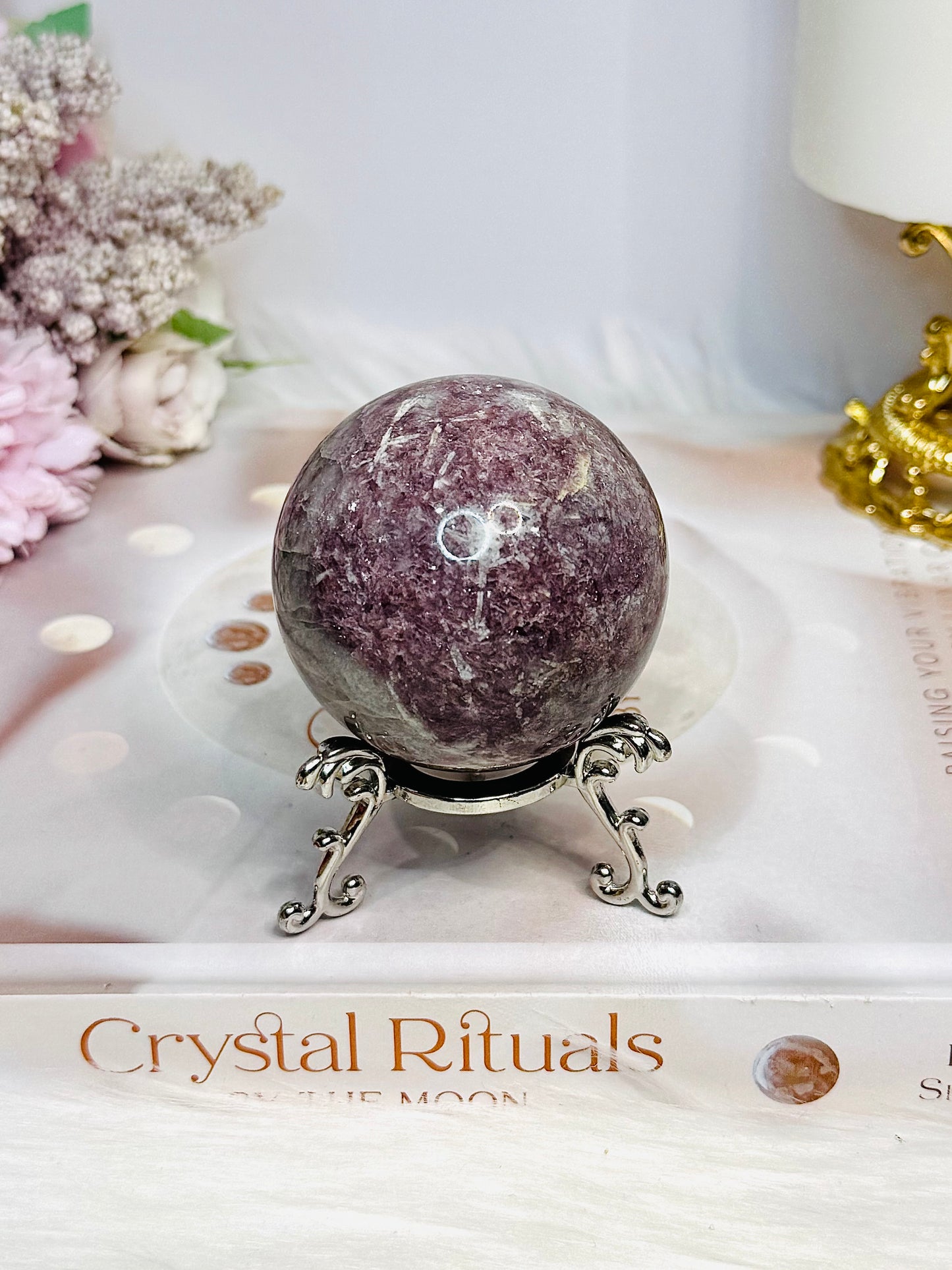 Pink Tourmaline Sphere on Stand 212g