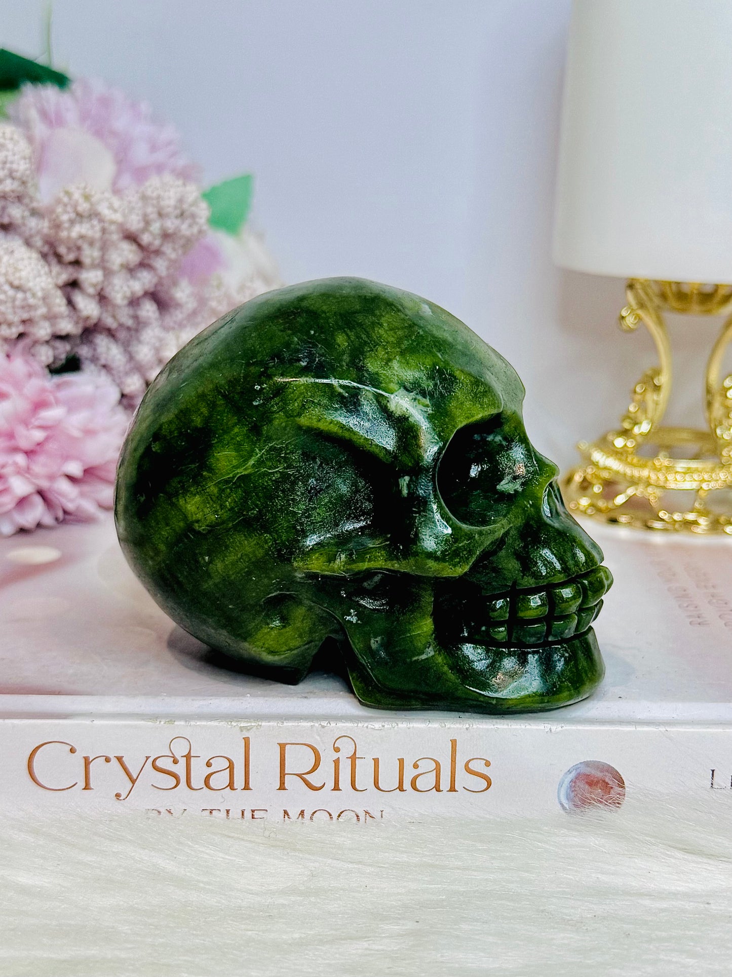 For Sue ~ Large Green Jade Carved Skull 9cm 542g