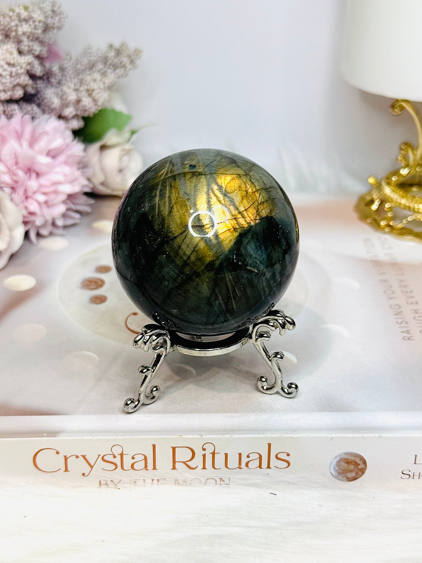 Labradorite Sphere on Stand 251g