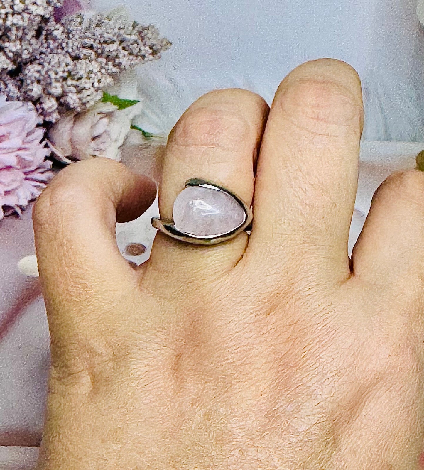 Sterling Silver Rose Quartz Ring Size 7