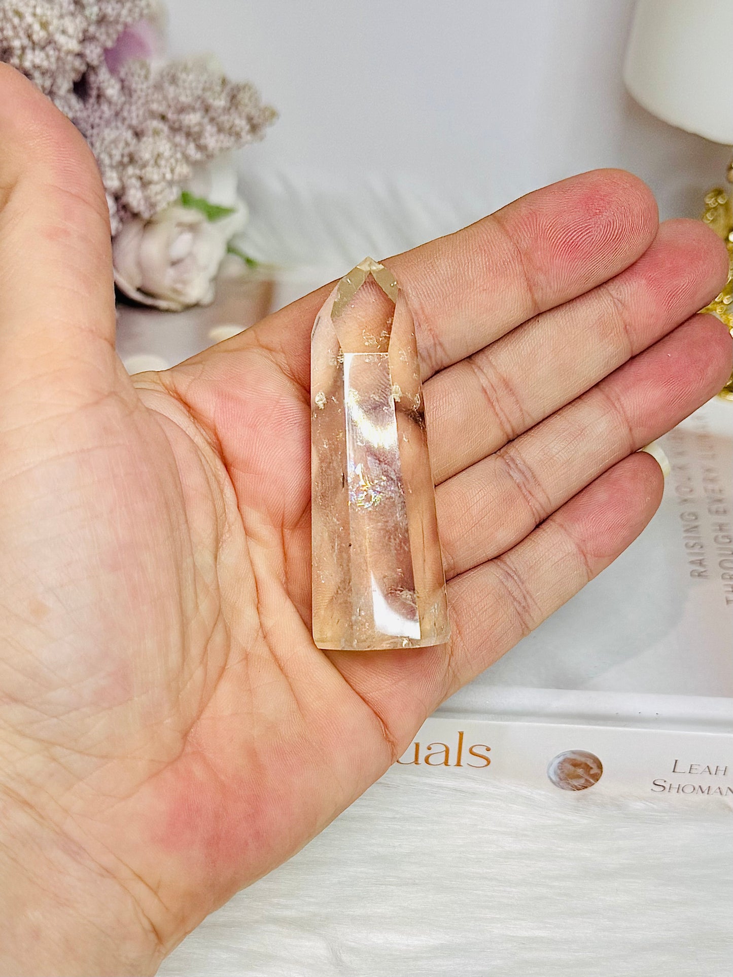 Natural Citrine Tower Point 6.5cm with Rainbows