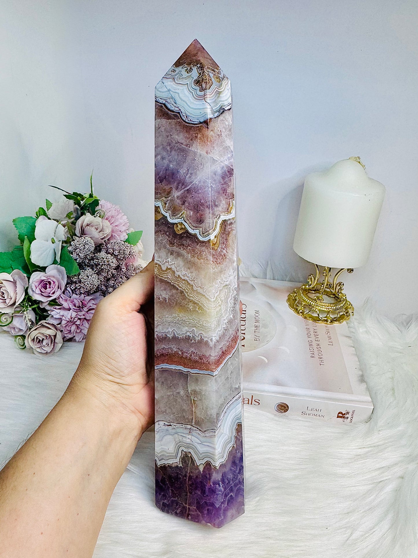 Huge Crazy Lace Amethyst Chunky Tower 32cm 1.6KG
