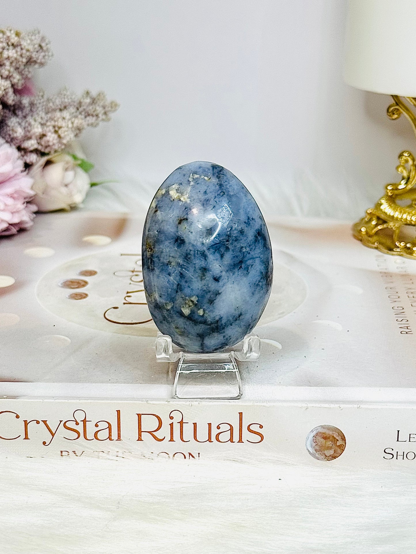 Blue Owyhee Opal Palm Stone (stand is display only)