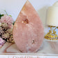 Large Chunky 15cm Pink Amethyst Druzy Carved Flame | Freeform