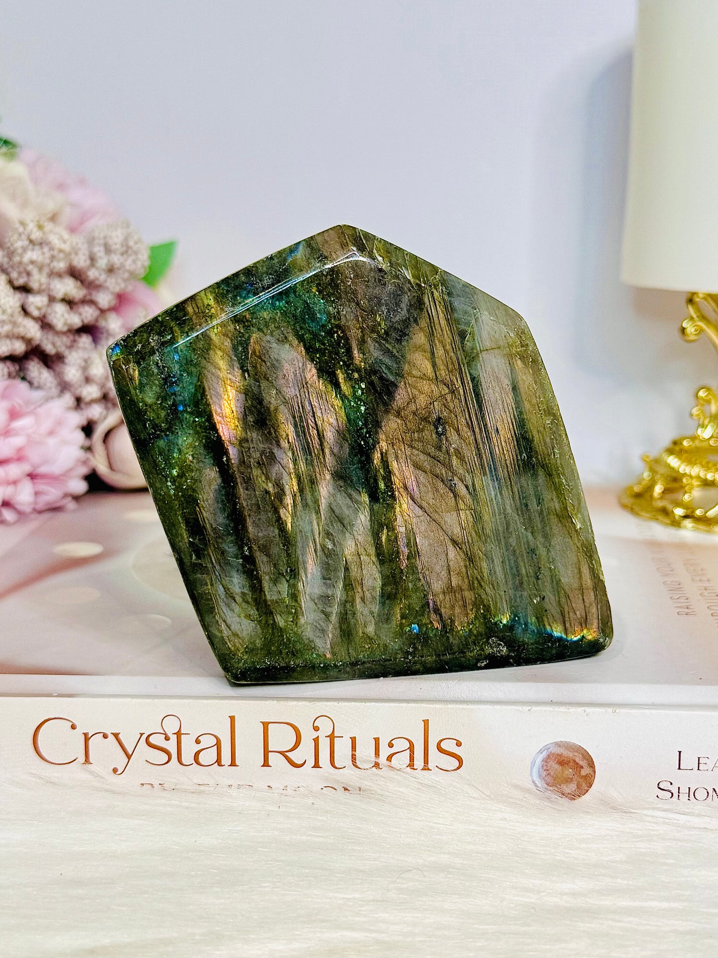 Labradorite Freeform Pink & Purple Flash ~ (Imperfection on face of slab) 282g 8cm