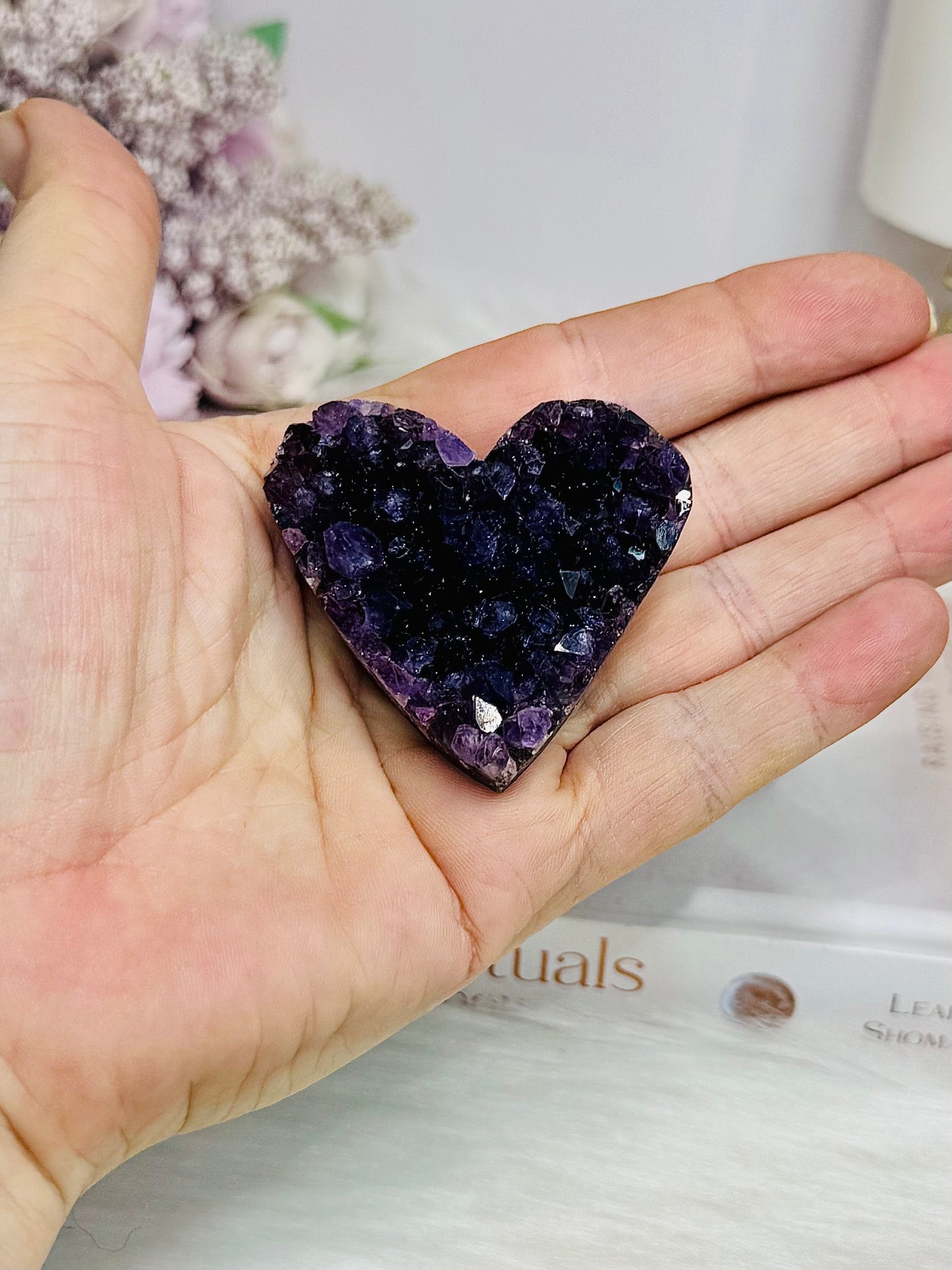 High Grade Amethyst Cluster Heart on Stand 6cm
