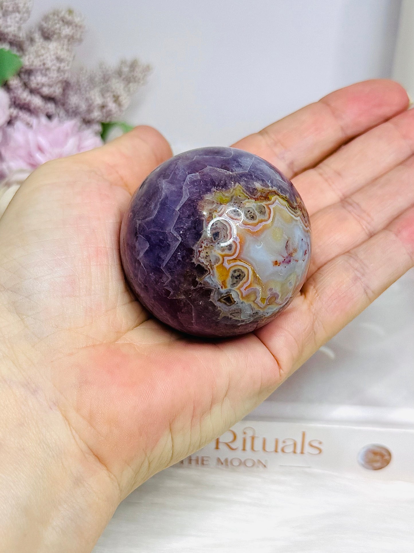 Crazy Lace Amethyst Sphere on Stand 184g