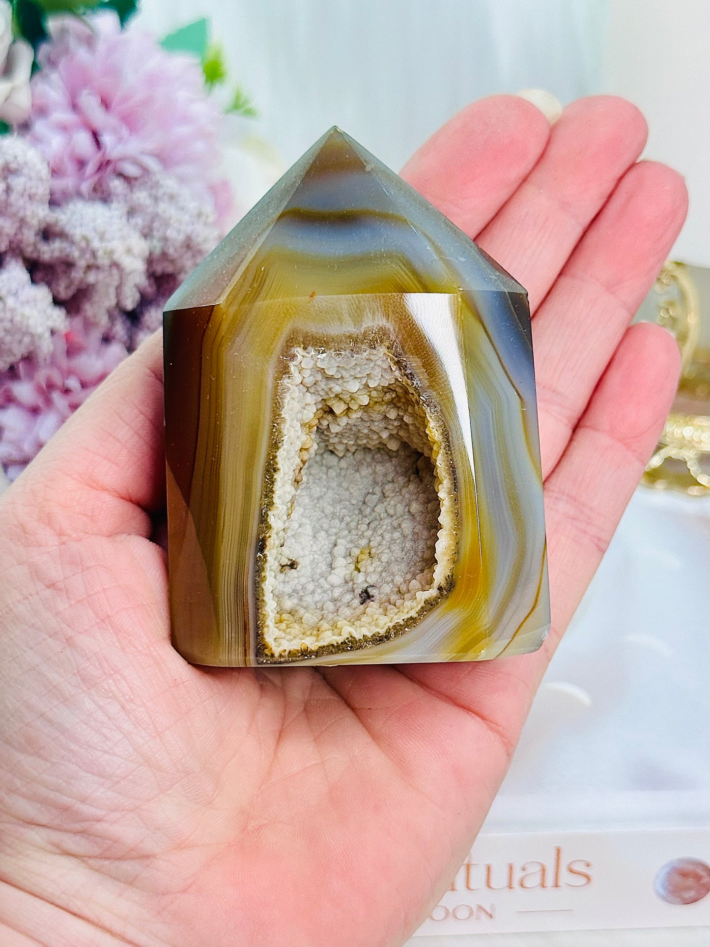Beautiful Druzy Agate Tower From Brazil