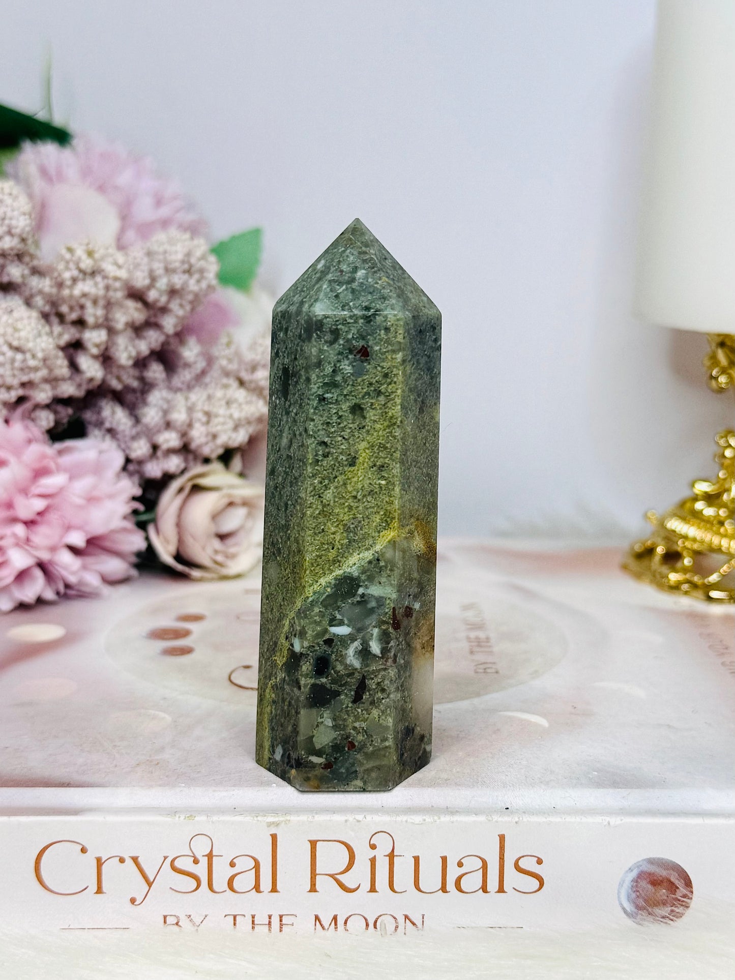 Moss Agate Tower 9cm