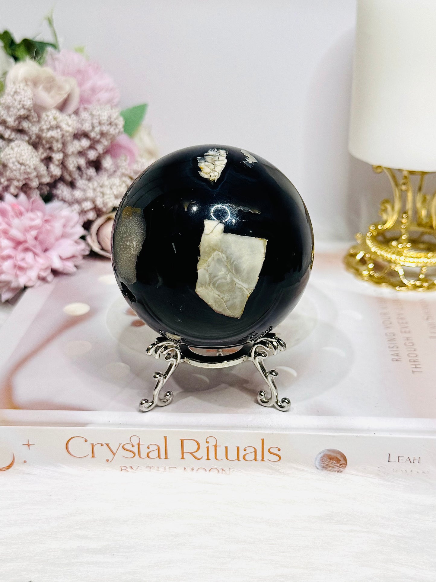 Natural Volcano Agate Druzy Sphere UV Reactive On Stand 489g