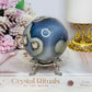 Blue Flower Agate Large Sphere 489g On Stand