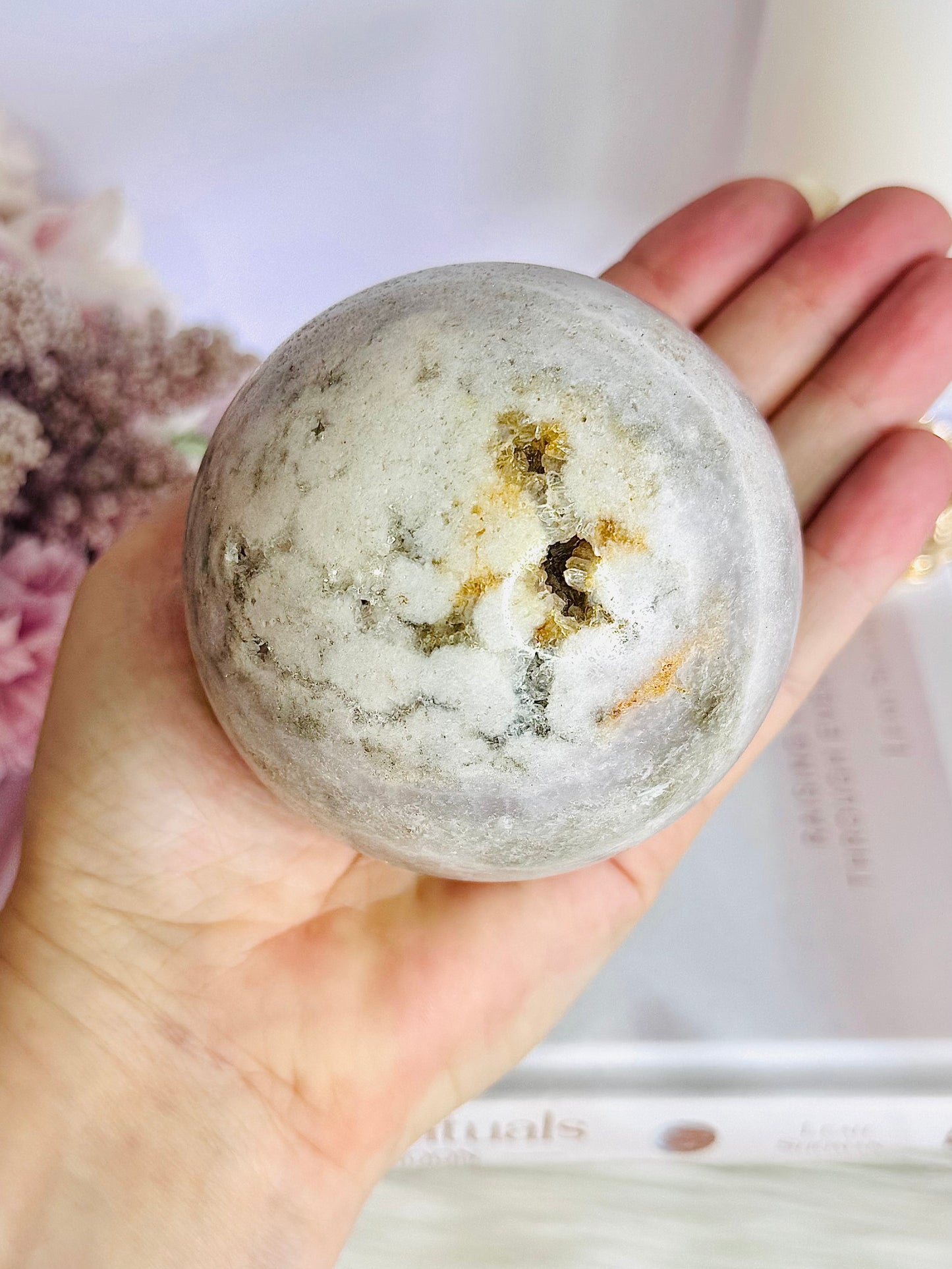 Stunning Large Natural Druzy Pink Amethyst Sphere On Stand 601grams