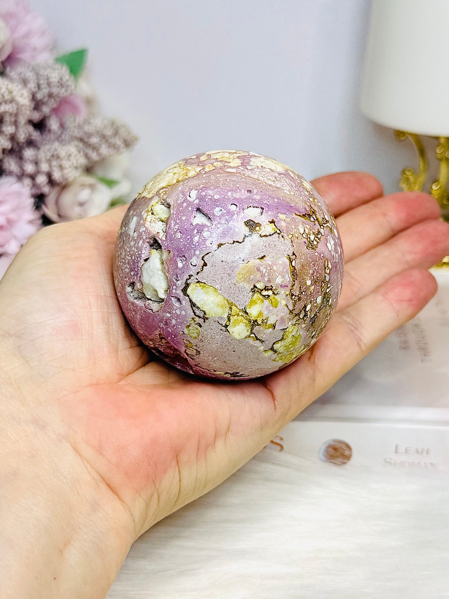 Large Natural Phosphosiderite Sphere On Stand 278g