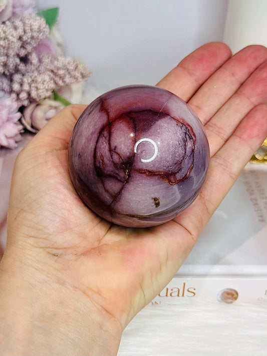 Large Mookaite Jasper Sphere on Stand 331g