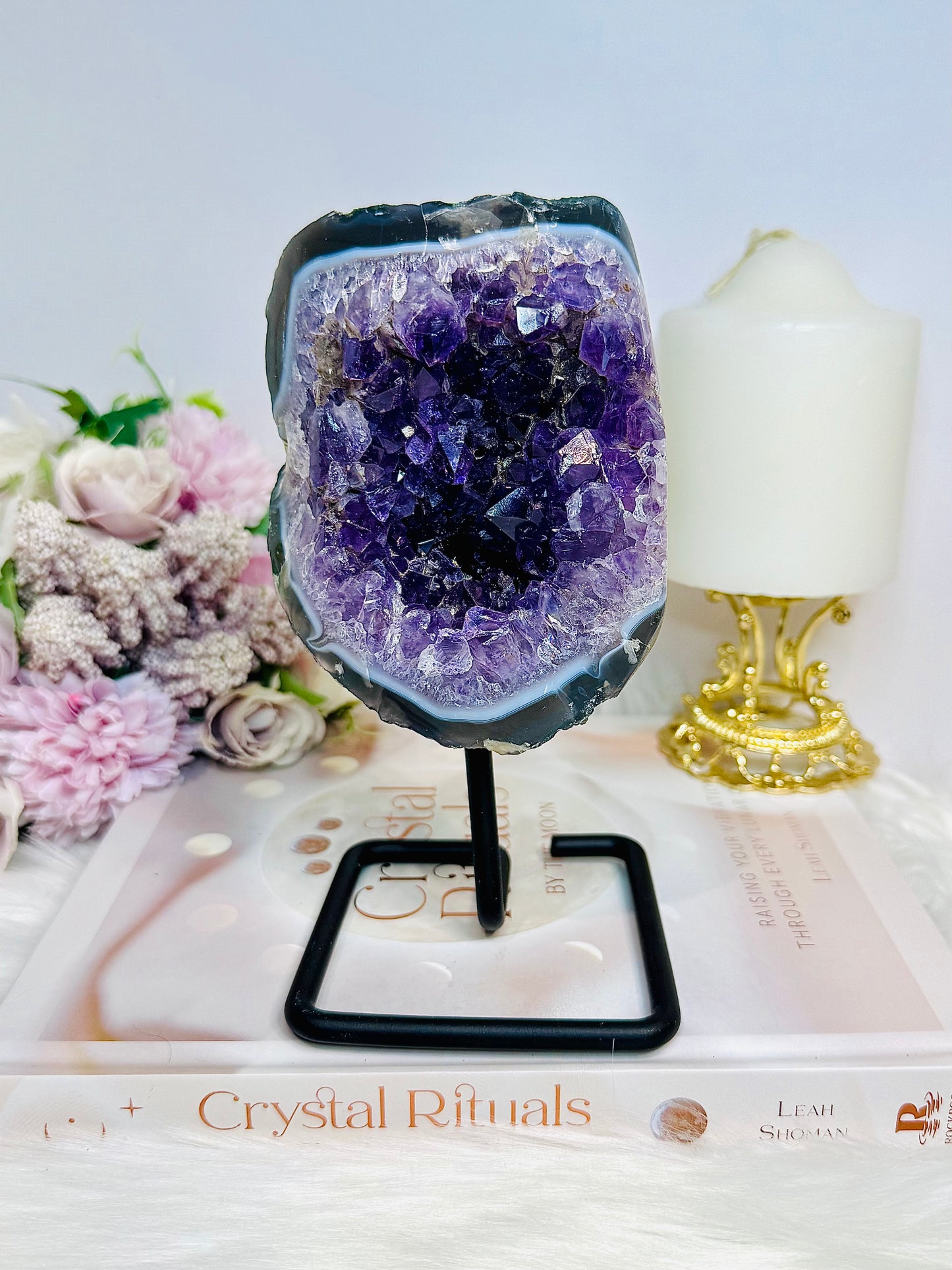 Large Natural Amethyst Cluster On Stand 16cm 745g