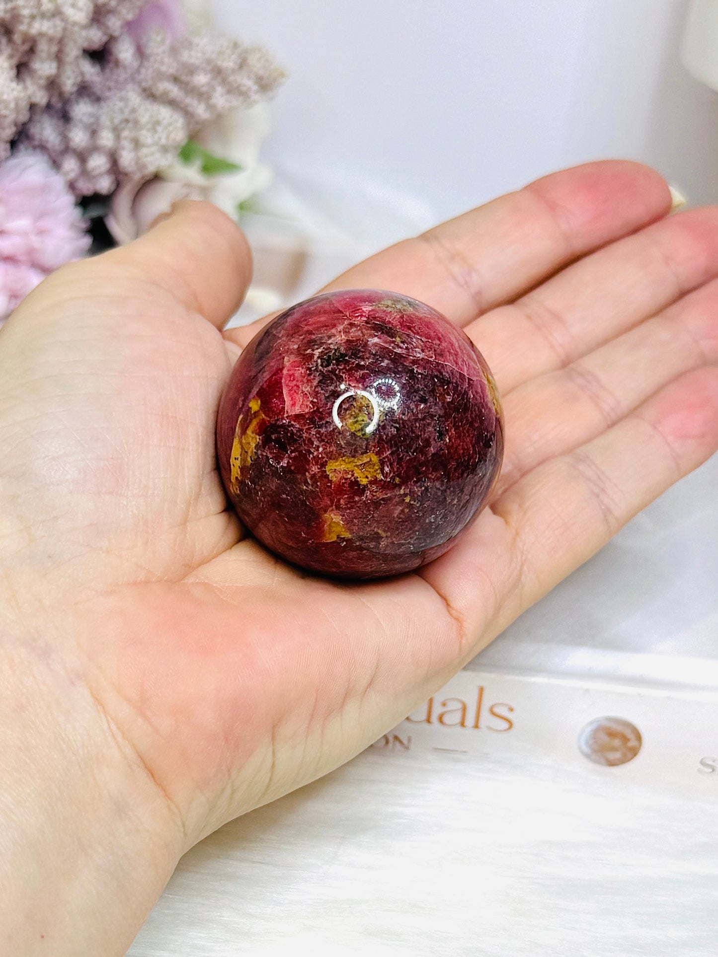 High Grade Rhodonite Sphere On Stand 168g