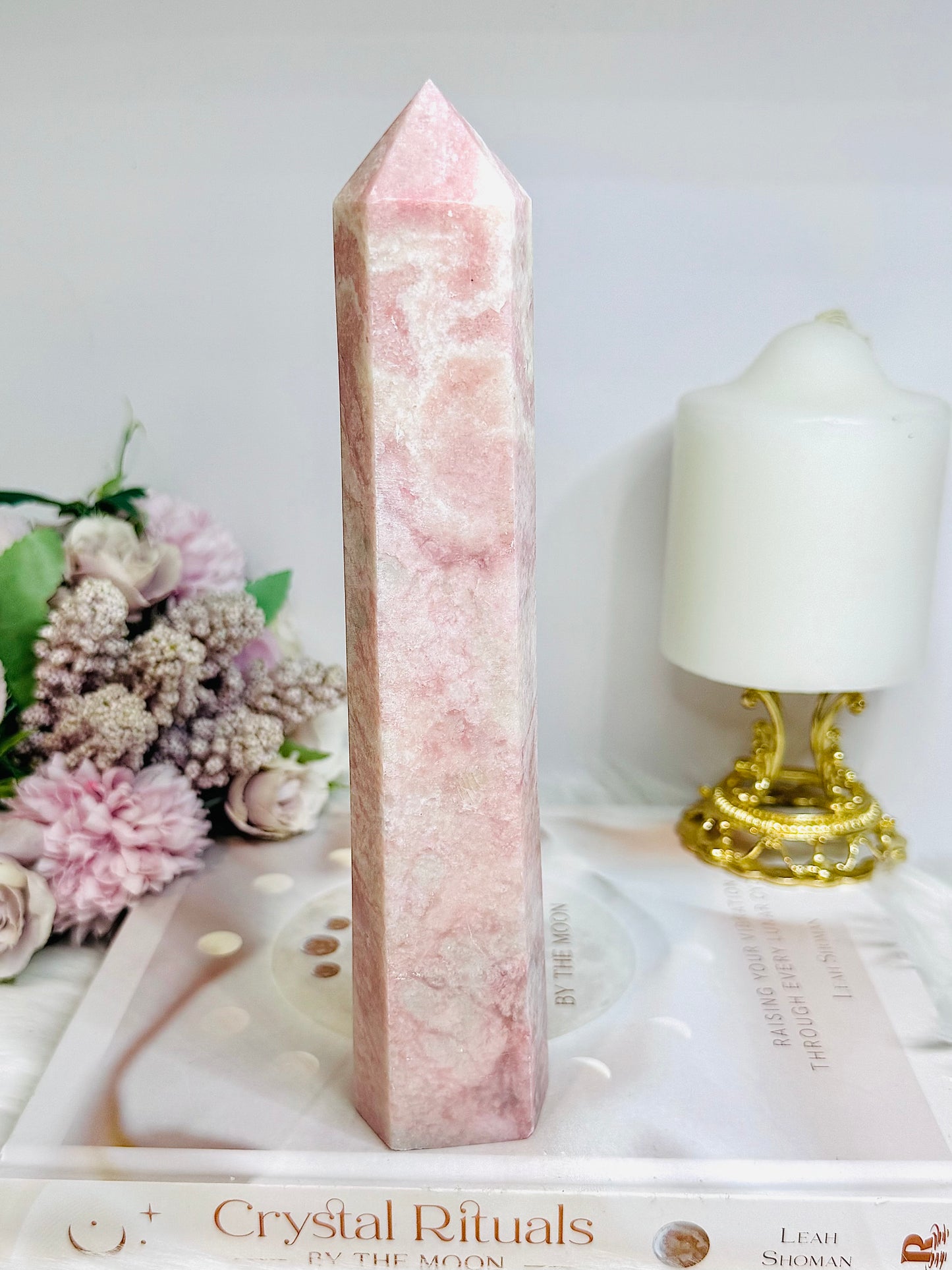 Large Pink Opal Tower 21cm