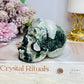 Large Moss Agate Carved Skull 9cm 469g