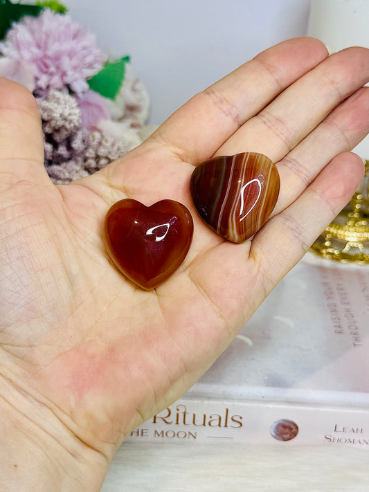 Set of 2 Carnelian Hearts