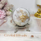 Large Flower Agate Sphere on Stand 319g