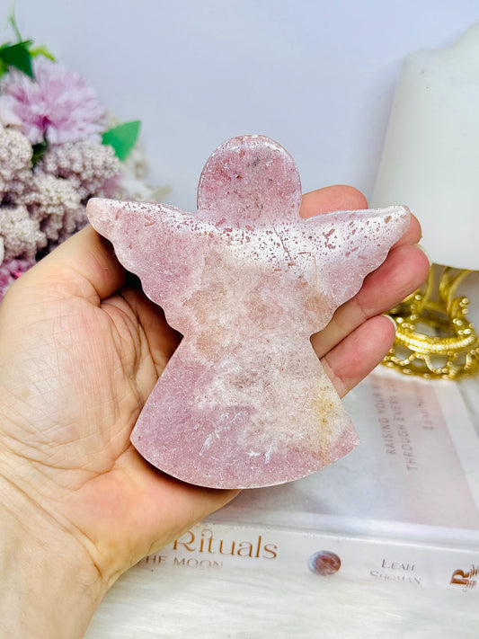 Chunky Pink Amethyst Carved Angel 10cm 341g