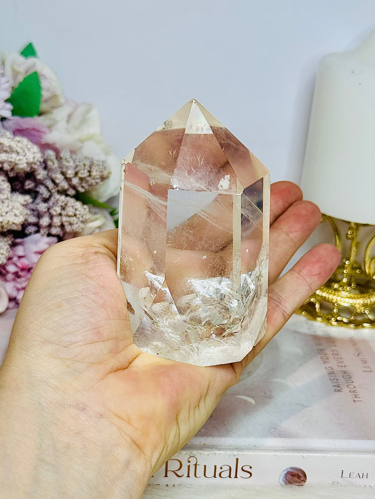 High Grade Clear Quartz Chunky Tower with Rainbows 10cm 324g
