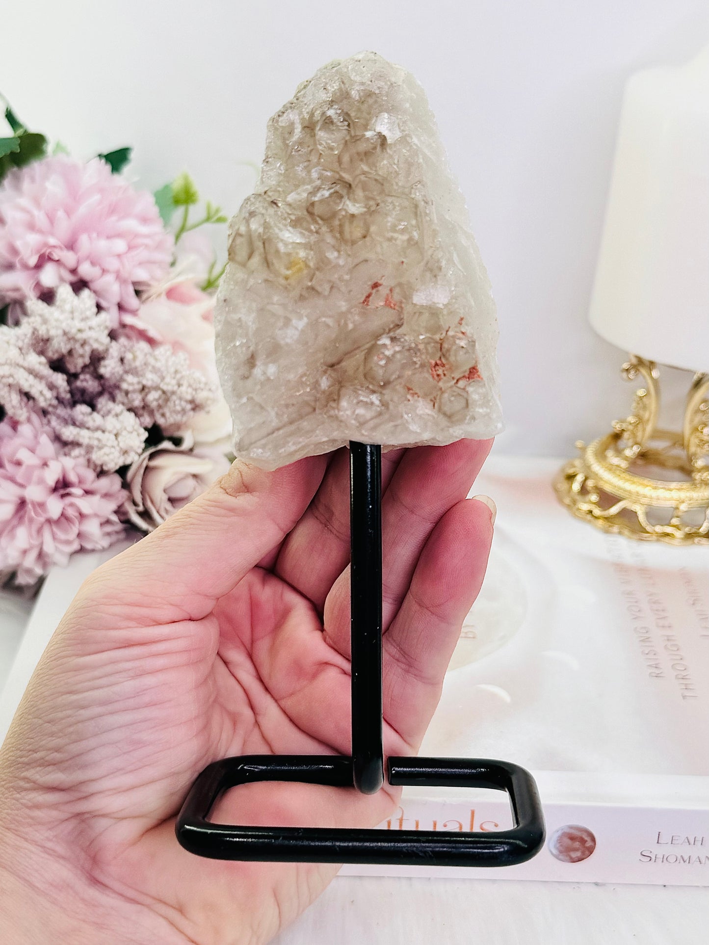 Divine Vibrations ~ Gorgeous Large 16cm Natural Elestial Quartz On Stand