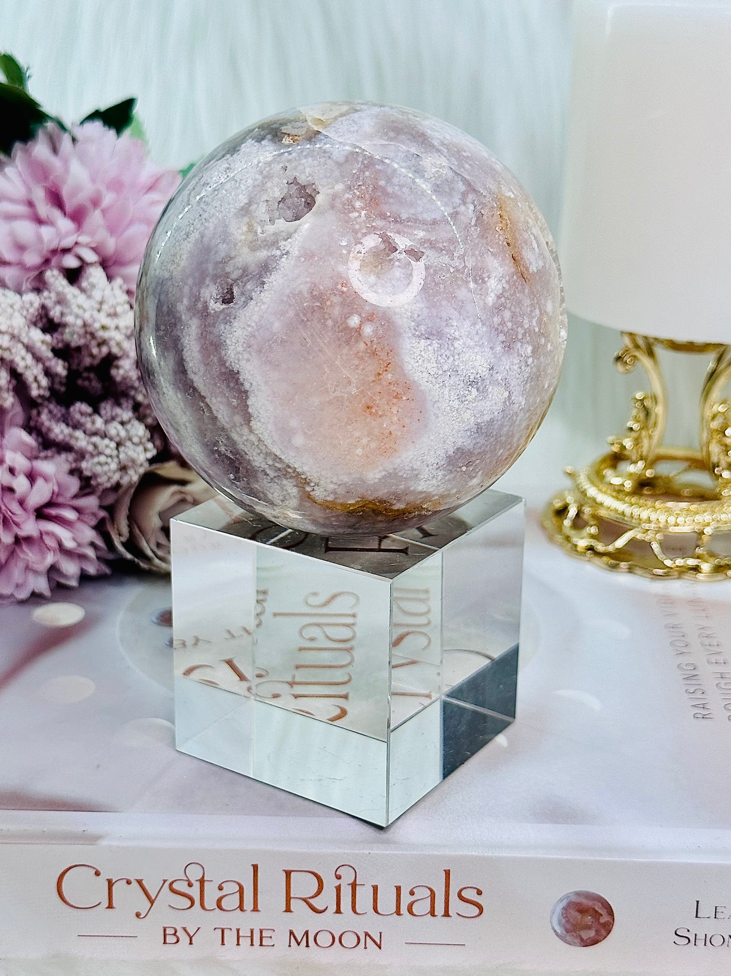 Classy & Absolutely Beautiful Large 679gram Druzy Pink Amethyst Sphere from Brazil On Silver Stand (Glass stand in pic is display only)