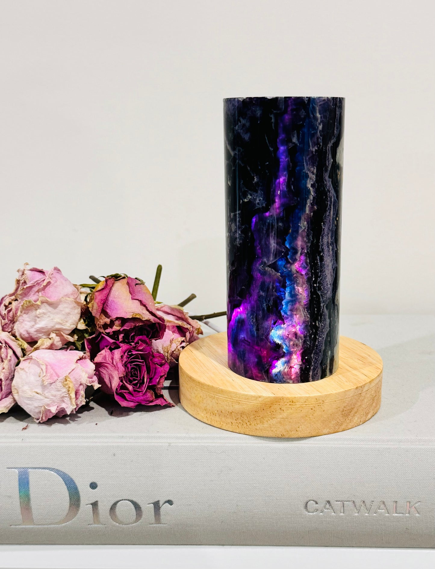 Stunning 13cm 535gram Colourful Fluorite Lamp on Light Stand