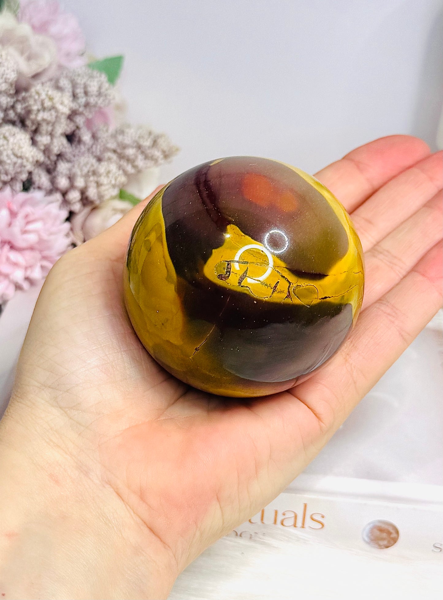 Large Mookaite Jasper Sphere on Stand 371g