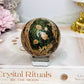 High Grade Green Sakura Flower Agate Sphere on Stand 231g