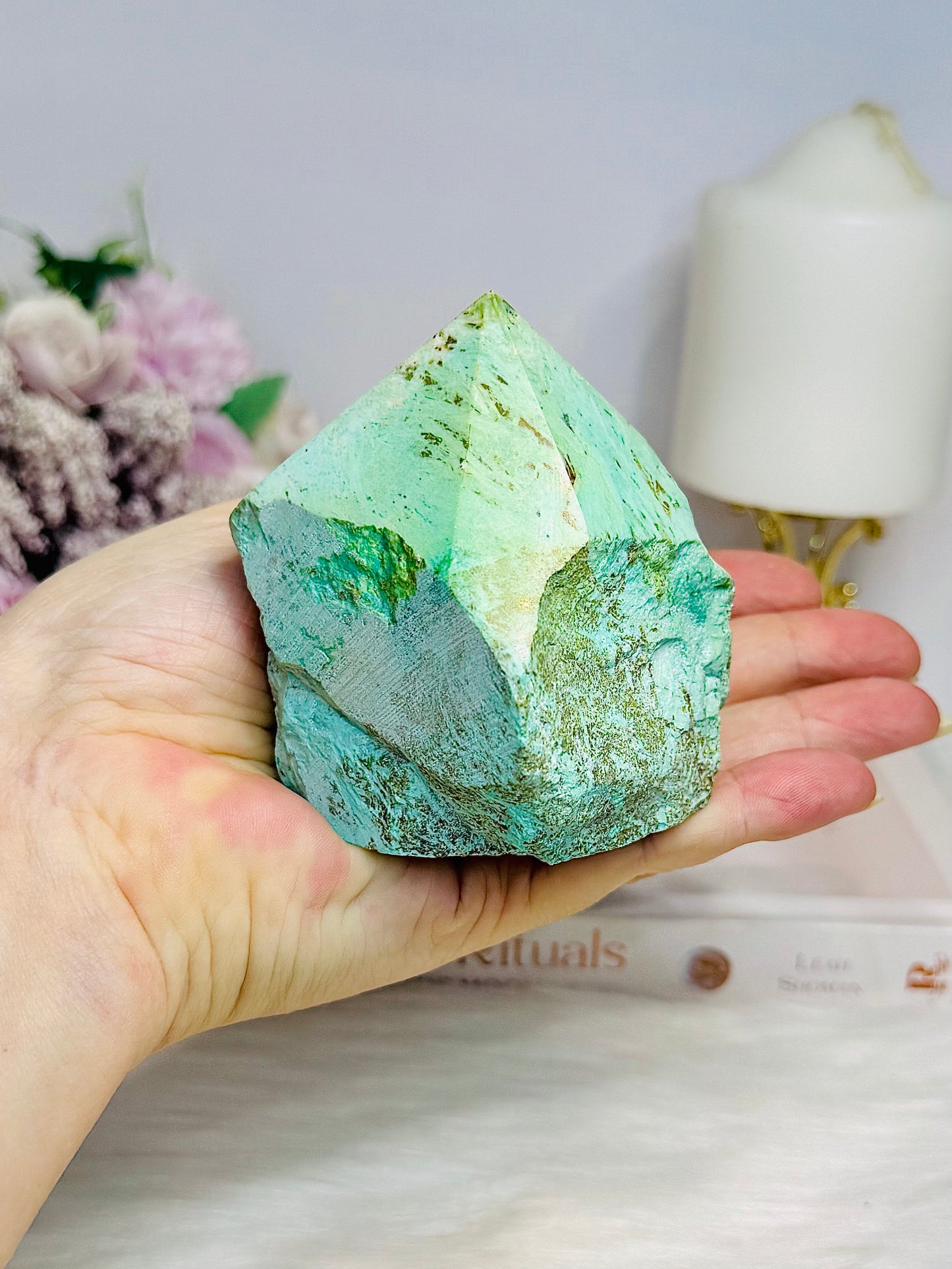 A Rare Stone ~ Chunky Natural Inca Turquoise Carved Freeform | Tower 8cm 334g