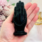 Beautiful Black Obsidian Carved Praying Hands with Beads 11cm