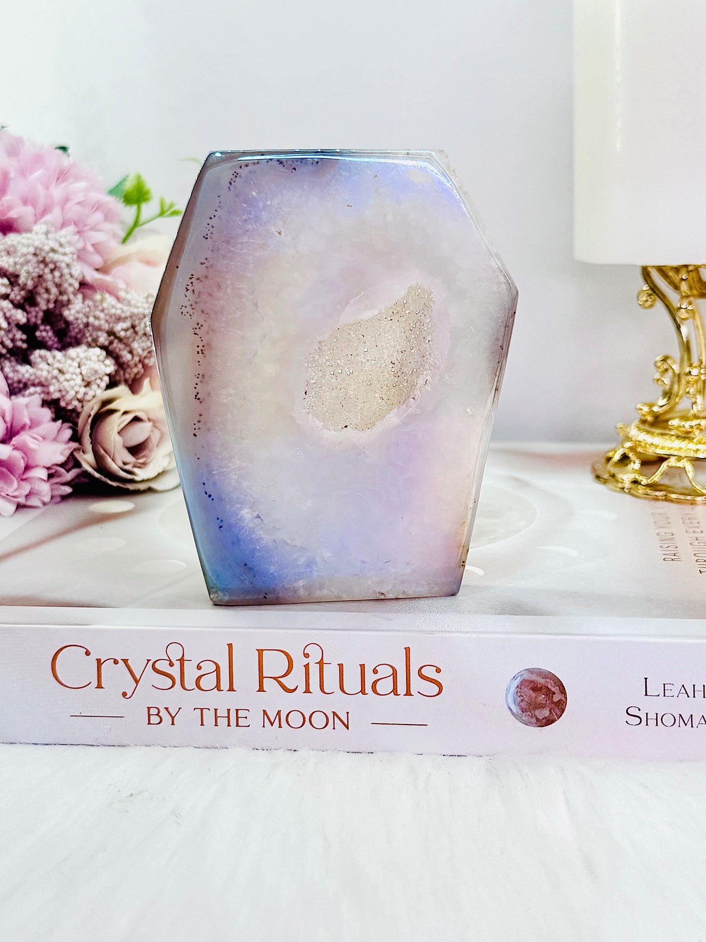 Beautiful Angel Aura Druzy Agate Coffin 9cm