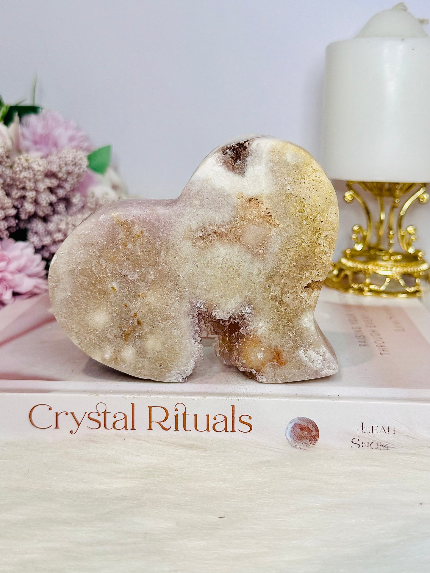 Pink Amethyst Druzy Carved Heart 374g