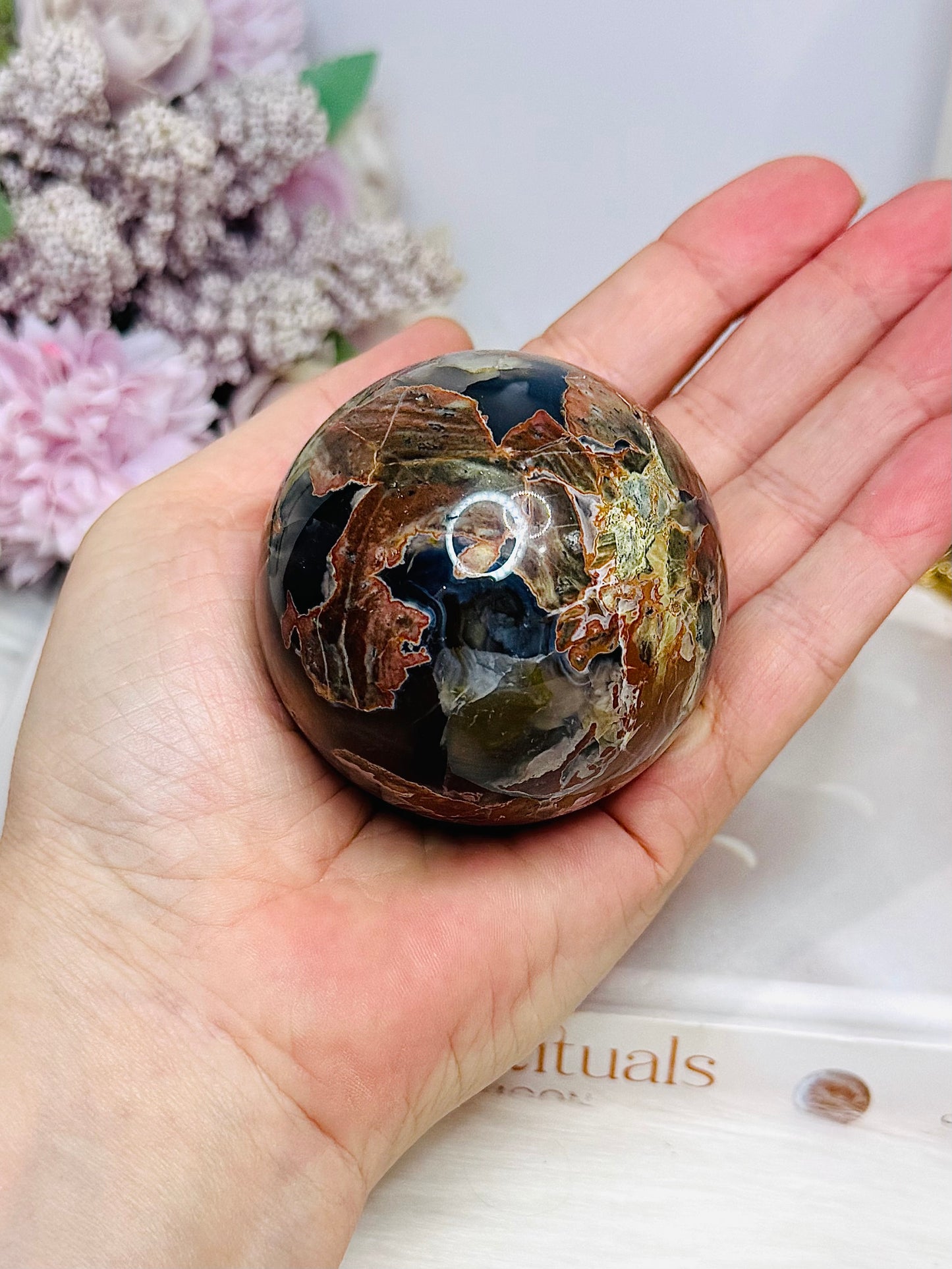 Volcano | Football Agate Sphere On Stand 260g