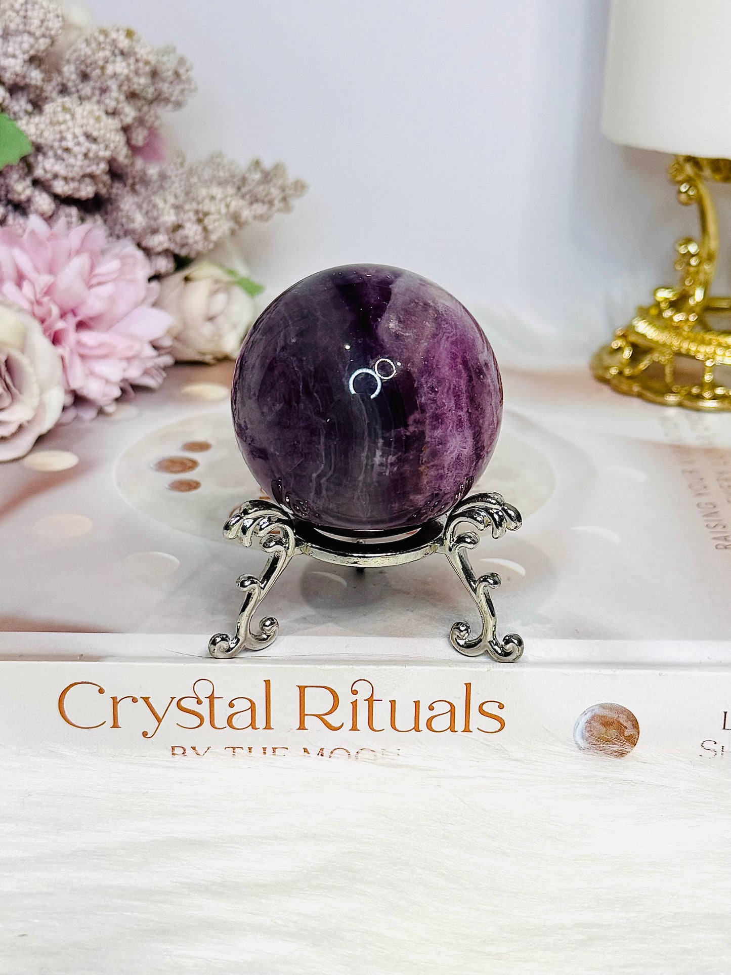 High Grade Purple Fluorite Sphere on Stand 171g
