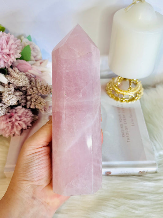 Large Rose Quartz Chunky Tower 19cm