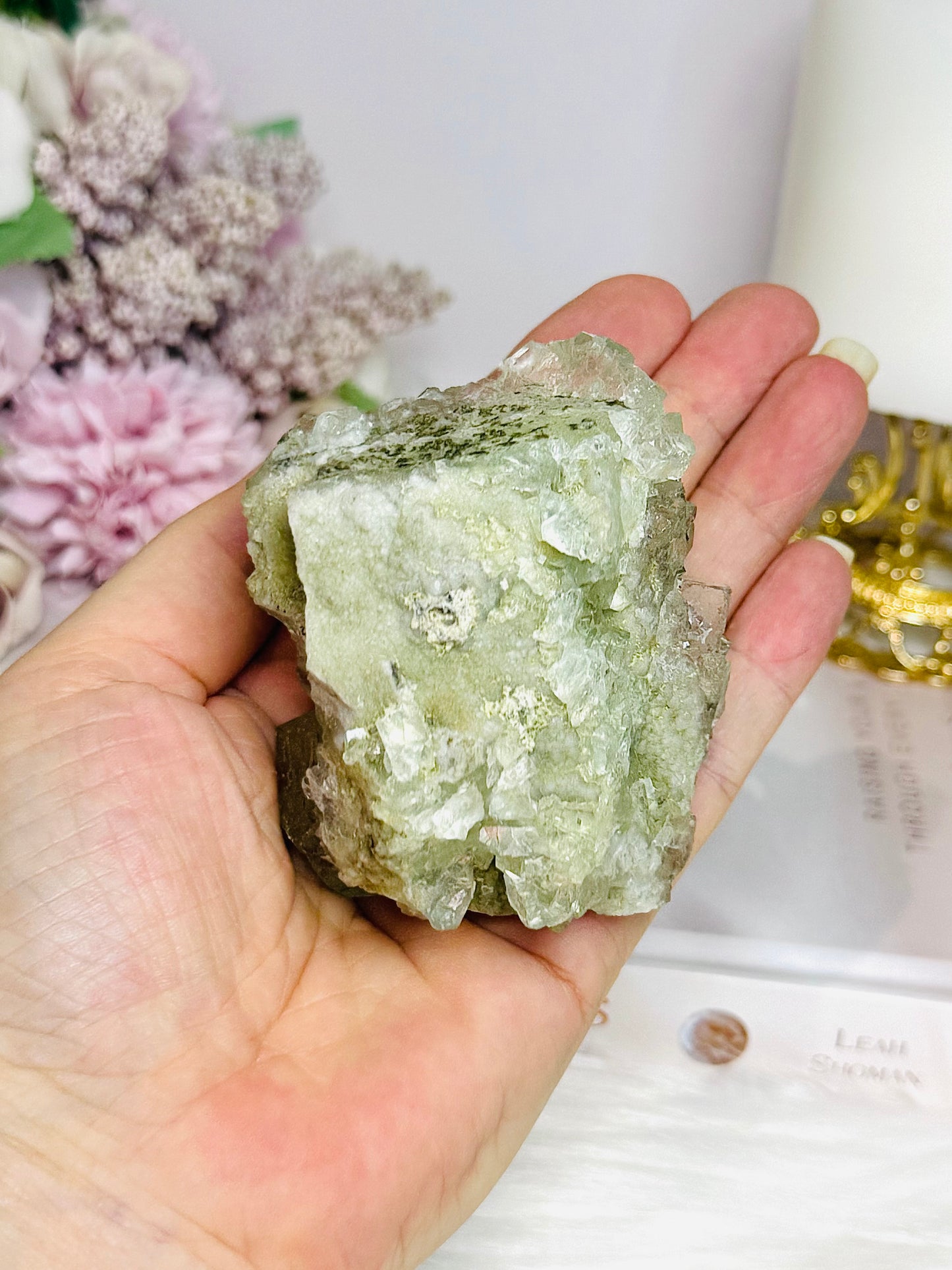 Light Green Transparent Cubed Fluorite Specimen 7cm 255g