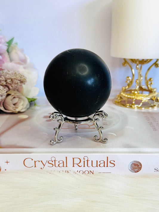 Powerful Stone ~ Beautiful 264gram Matt Finish Shungite Sphere On Stand